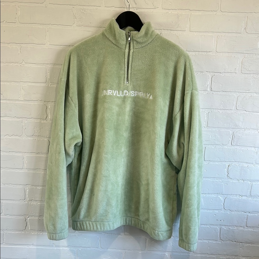 ASOS Green Zip Up Sweater with Plush Texture